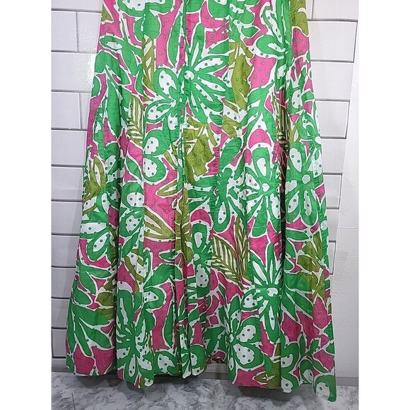 Ruby Rd Womens Sz 10 Flared Midi Skirt Cotton Lined Tropical Festive Vacation - Picture 5 of 7